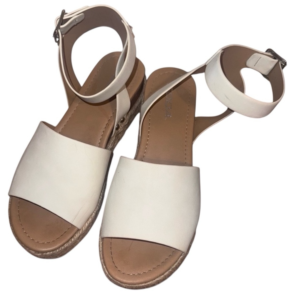Soda White Tan Platform Wedge Espadrilles Versatile Summer Shoes - Women’s 8.5